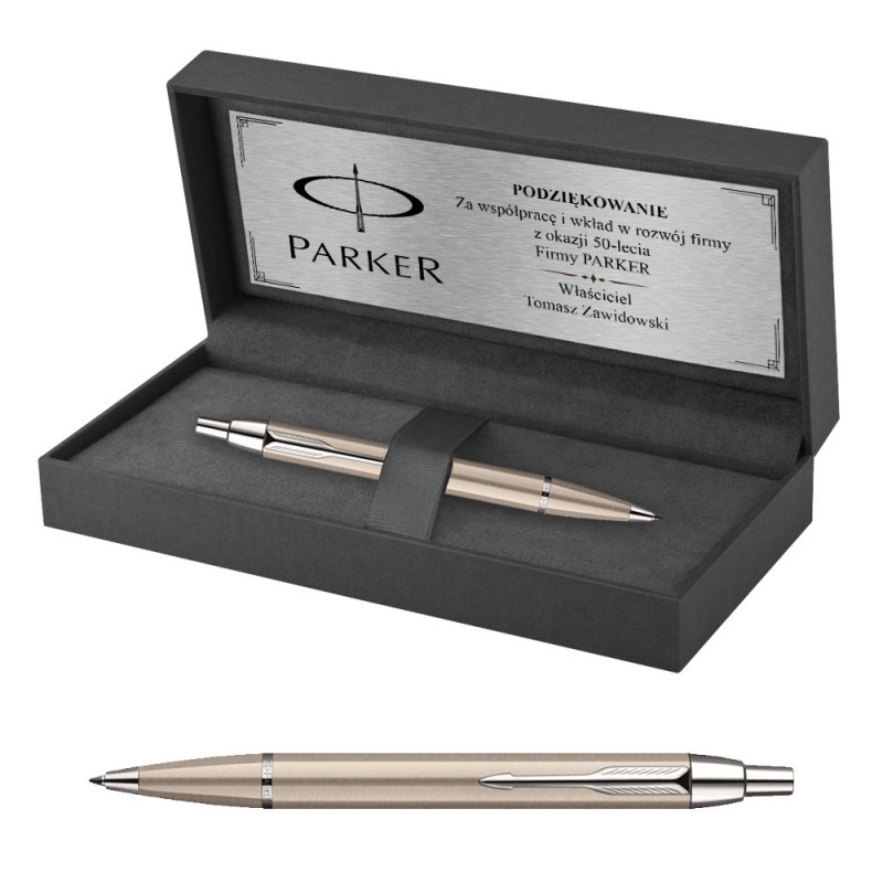 Długopis Parker IM Brushed Metal CT z tabliczką i grawerem [S0856470/4]  