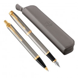 Zestaw Długopis i Pióro Parker IM Brushed Metal GT + Etui [1931670/17]Zestaw Długopis i Pióro Parker IM Brushed Metal...